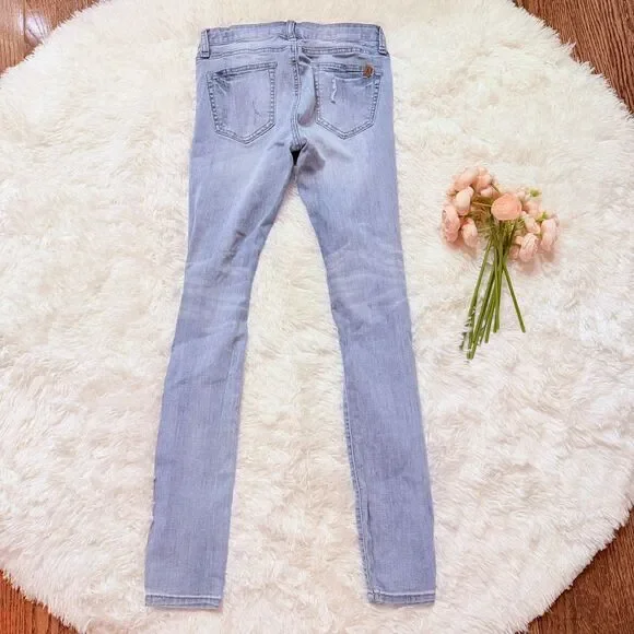 Distressed Skinny Jeans Light Wash Ripped Denim Size 3 Y2K Festival Special A - Picture 3 of 10